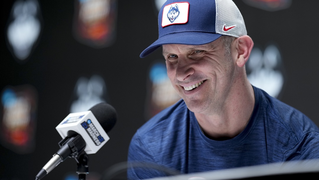 UConn head coach Dan Hurley speaks to the media during a news conference ahead of a Final Four college basketball game in the NCAA Tournament, Thursday, April 4, 2024, in Glendale, Ariz. UConn plays Alabama on Saturday. Hurley’s Huskies have added multiple transfers after winning a second straight NCAA title.