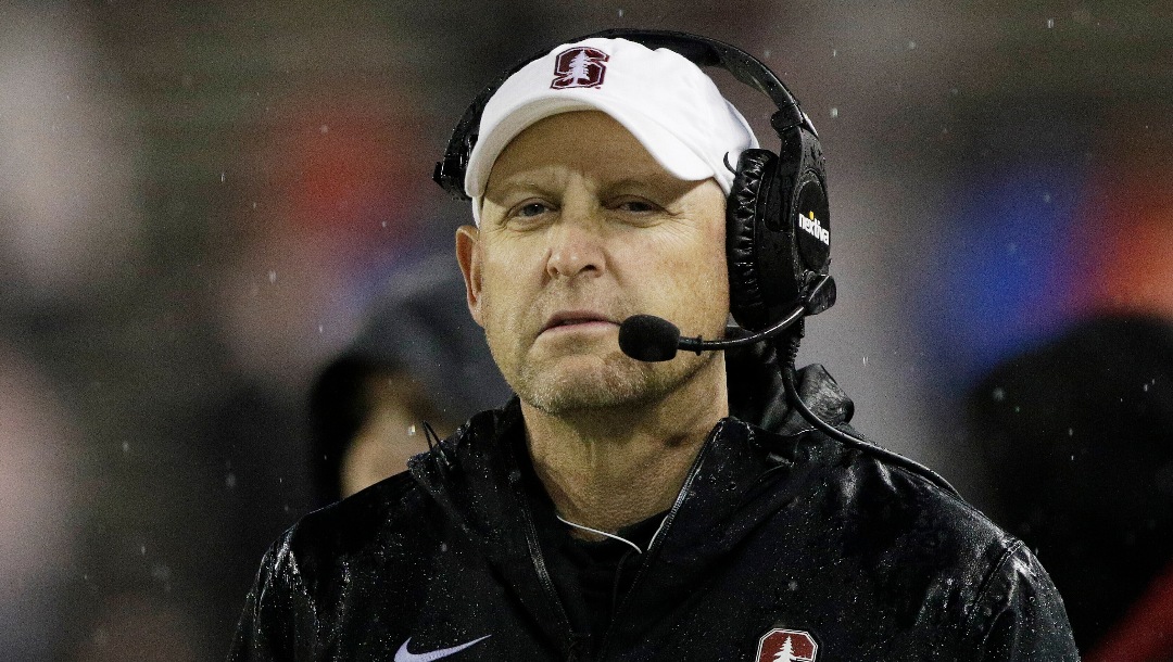 Stanford head coach Troy Taylor stands on the sideline before an NCAA college football game against Washington State, Saturday, Nov. 4, 2023, in Pullman, Wash. (AP Photo/Young Kwak)