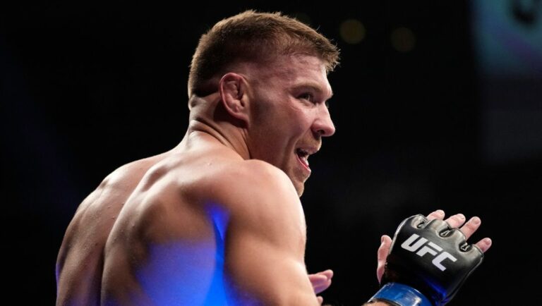 Dricus Du Plessis celebrates after defeating Darren Till during a UFC 282 mixed martial arts middleweight bout Saturday.