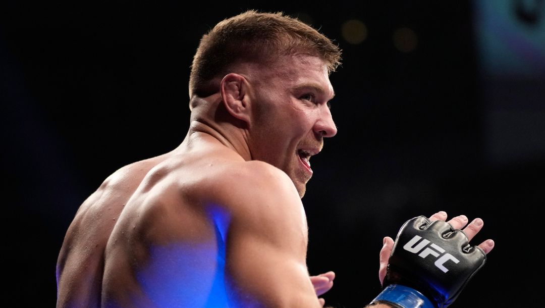 Dricus Du Plessis celebrates after defeating Darren Till during a UFC 282 mixed martial arts middleweight bout Saturday.