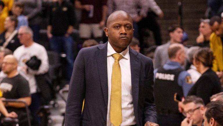 Missouri head coach Dennis Gates greets fans before the start of an NCAA college basketball game against Texas A&M Saturday, Feb. 8, 2025, in Columbia, Mo. (AP Photo/L.G. Patterson)