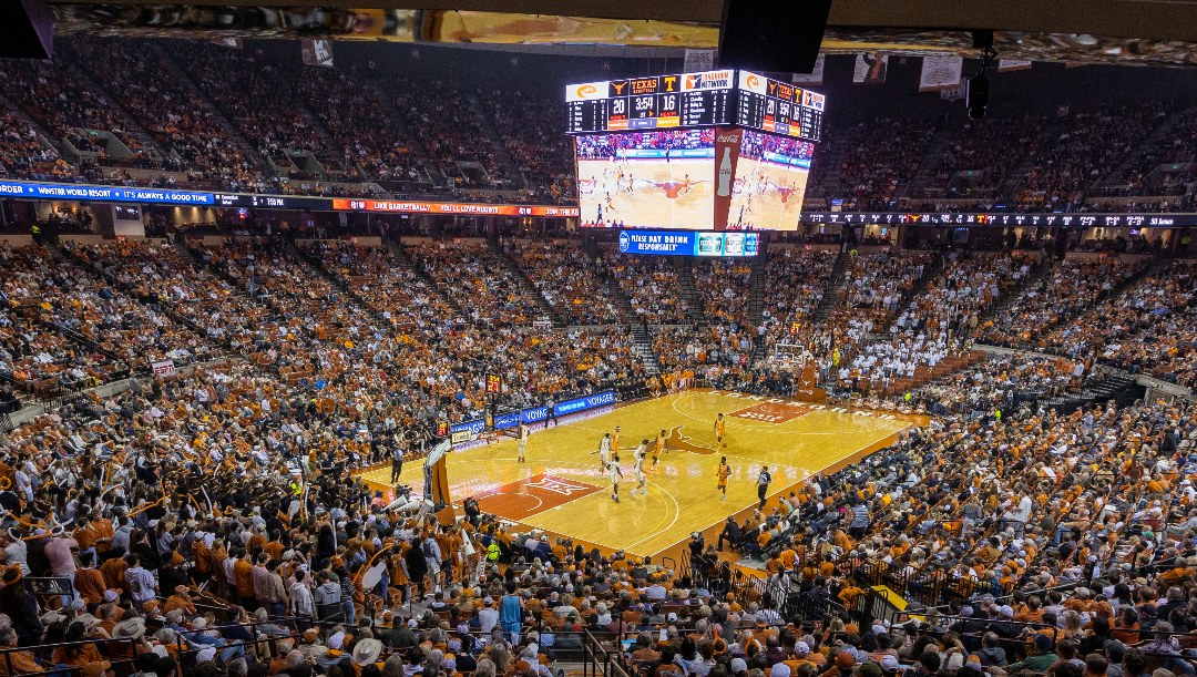 Fans attend an NCAA college basketball game between Texas and Tennessee, Saturday, Jan., 29, 2022, in Austin, Texas.
