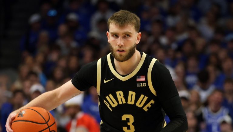 Purdue's Braden Smith (3) advances the ball during the second half of an NCAA college basketball exhibition game against Kentucky in Lexington, Ky., Friday, Oct. 24, 2025. (AP Photo/James Crisp)