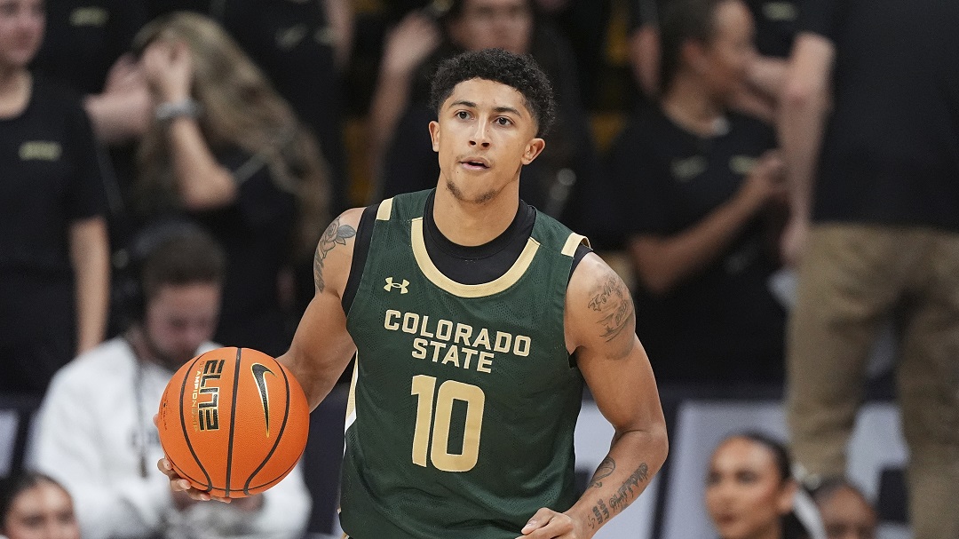 Colorado State guard Nique Clifford (10) in the first half of an NCAA college basketball game Saturday, Dec. 7, 2024, in Boulder, Colo.