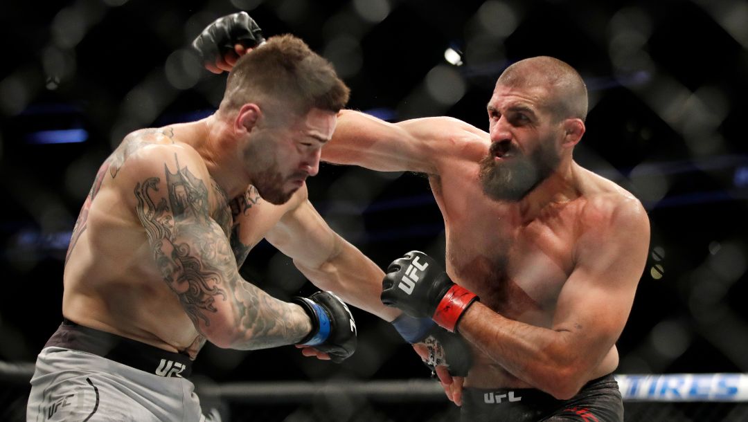Sean Brady, left, fights Court McGee during a welterweight mixed martial arts bout Friday, Oct. 18, 2019, at UFC Fight Night.