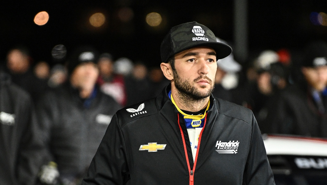 Driver Chase Elliott looks on prior to a NASCAR Cup Series auto race at Bowman Gray Stadium, Sunday, Feb. 2, 2025, in Winston-Salem, N.C. (AP Photo/Matt Kelley)