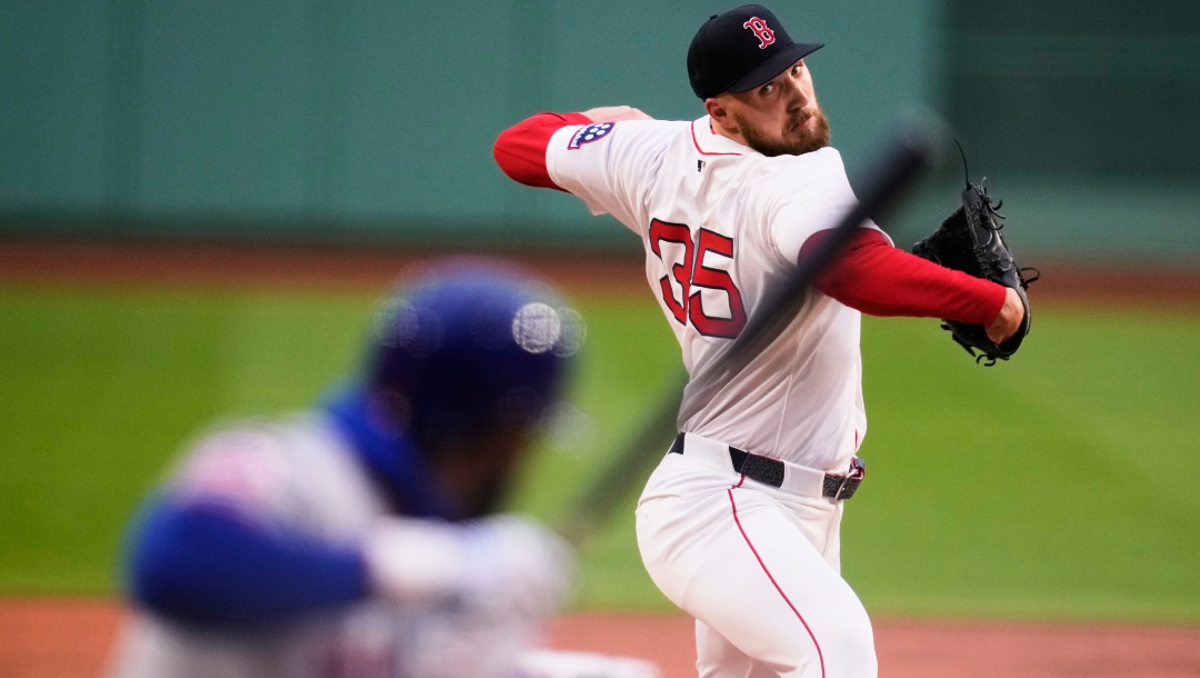 Boston Red Sox pitcher Garrett Crochet delivers during the first inning of a baseball game against the New York Mets at Fenway Park, Wednesday, May 21, 2025, in Boston.