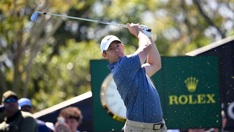 Rory McIlroy, of Northern Ireland, looks on after hitting his tee shot on the seventh hole during the second round of the Arnold Palmer Invitational at Bay Hill golf tournament, Friday, March 7, 2025, in Orlando, Fla.