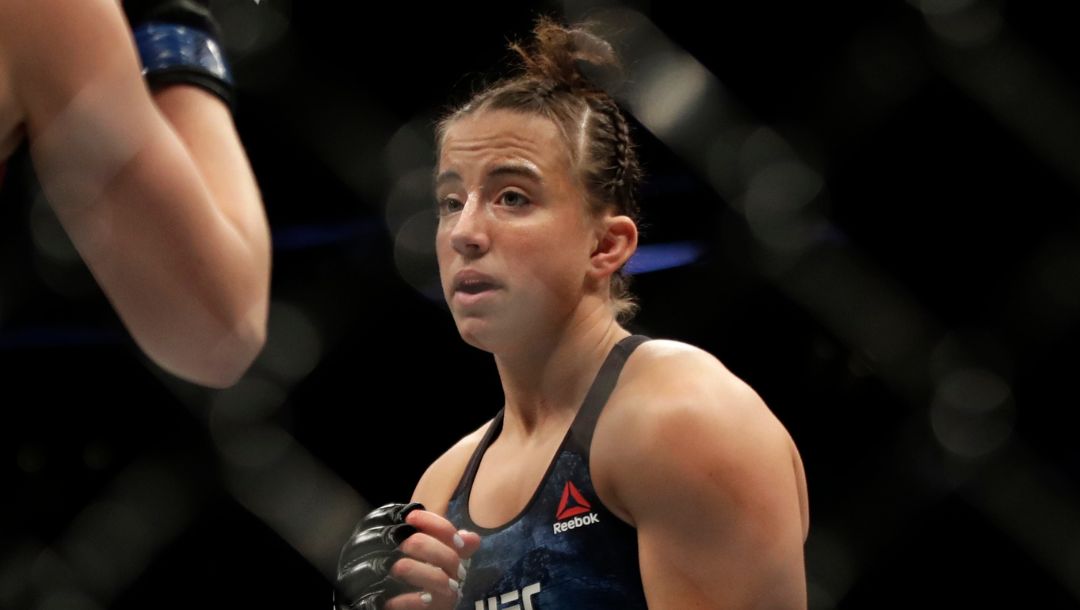 Maycee Barber during a women's flyweight mixed martial arts bout against Gillian Robertson, Friday, Oct. 18, 2019.