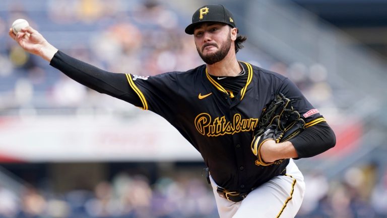 Pittsburgh Pirates pitcher Paul Skenes delivers during the third inning of a baseball game against the Philadelphia Phillies Sunday, June 8, 2025, in Pittsburgh.
