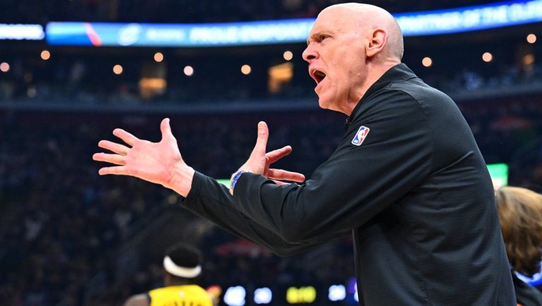 CLEVELAND, OHIO - MAY 13: Head coach Rick Carlisle of the Indiana Pacers reacts against the Cleveland Cavaliers during the second quarter in Game Five of the Eastern Conference Second Round NBA Playoffs at Rocket Arena on May 13, 2025 in Cleveland, Ohio.