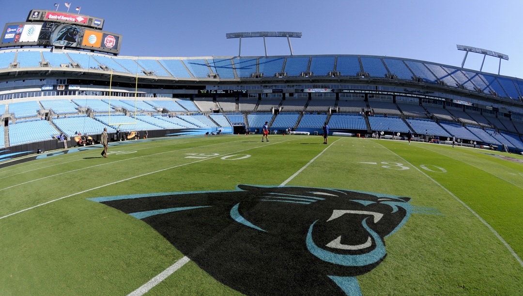 In this Sept. 22, 2013, file photo, a Carolina Panthers logo is displayed on the field at Bank of America Stadium prior to an NFL football game between the Carolina Panthers and the New York Giants in Charlotte, N.C. People familiar with the situation say hedge fund manager David Tepper has agreed to buy the Panthers from team founder Jerry Richardson for a record $2.2 billion. The people spoke to The Associated Press on Tuesday, May 15, 2018, on condition of anonymity because the team has not yet announced the sale. The purchase is subject to a vote at the NFL owners meeting next week in Atlanta.