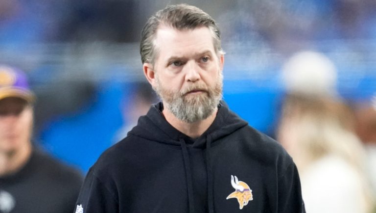 Minnesota Vikings offensive coordinator Wes Phillips watches before an NFL football game against the Detroit Lions in Detroit, Sunday, Jan. 7, 2024.