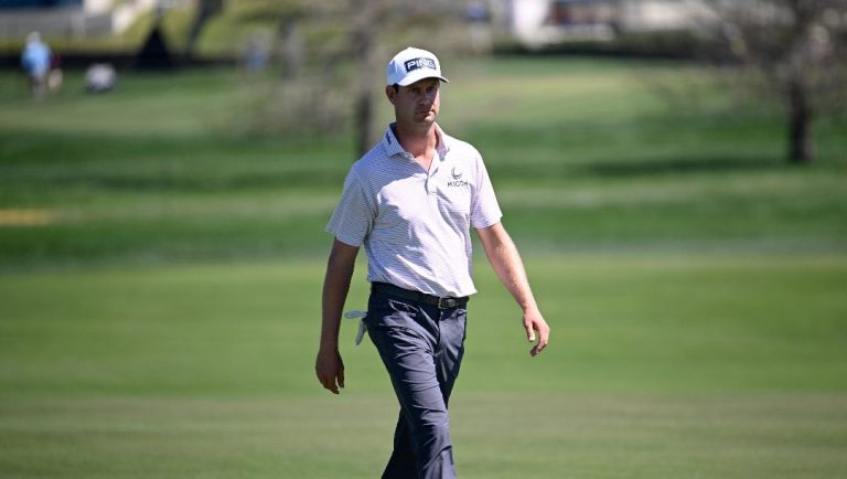 Harris English walks on the sixth fairway during the second round of the Arnold Palmer Invitational at Bay Hill golf tournament, Friday, March 7, 2025, in Orlando, Fla.