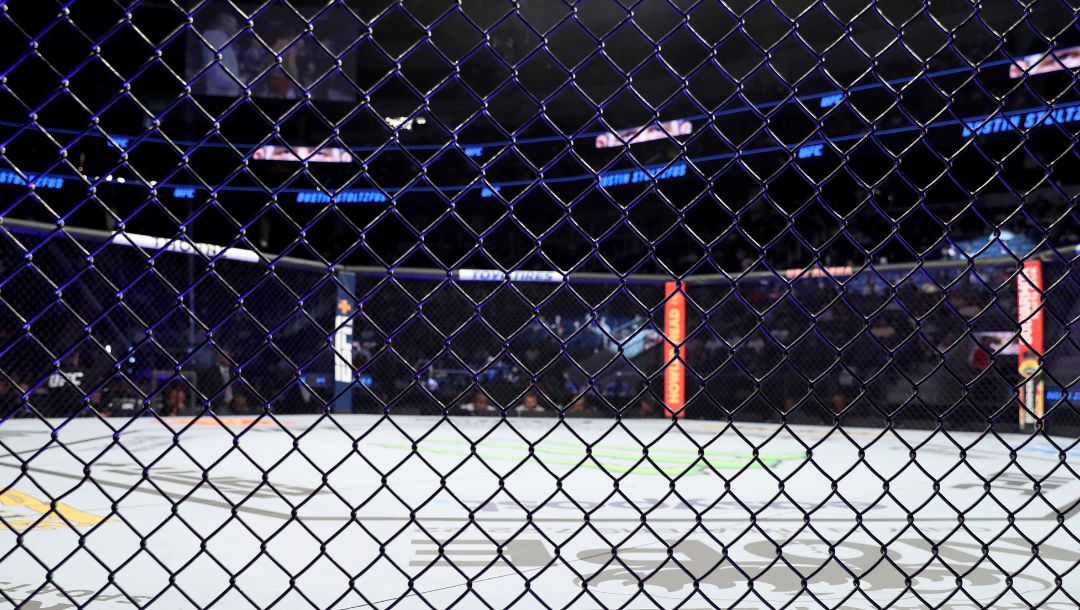 An empty Octagon is seen at UFC on ABC 3, Saturday, July 16, 2022, in Elmont, NY.