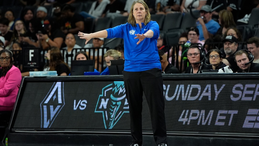 Minnesota Lynx head coach Cheryl Reeve during the second half of a WNBA basketball game against the Las Vegas Aces, Wednesday, Aug. 21, 2024, in Las Vegas.