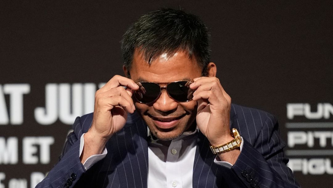 Manny Pacquiao attends a news conference Wednesday, July 16, 2025, in Las Vegas.