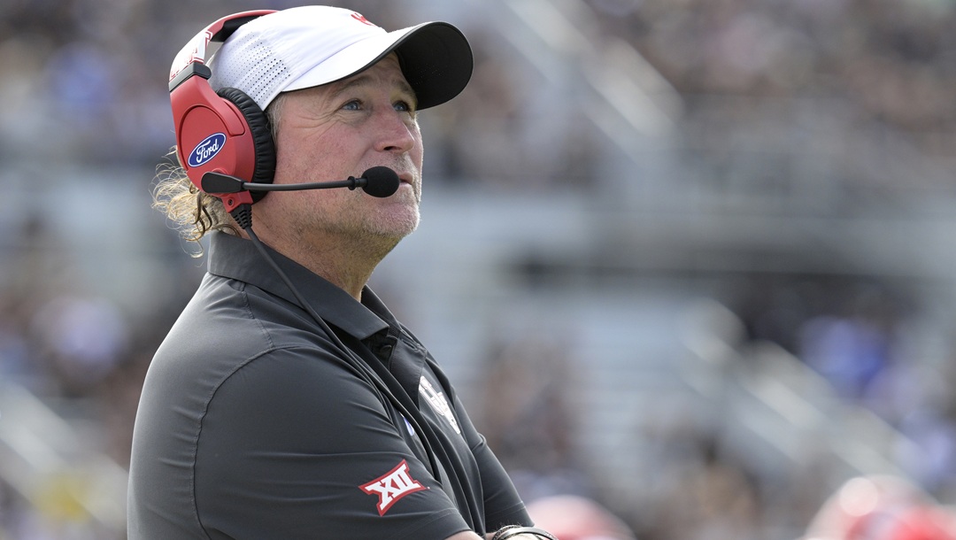 Houston head coach Dana Holgorsen watches from the sideline during the first half of an NCAA college football game against Central Florida, Nov. 25, 2023, in Orlando, Fla.