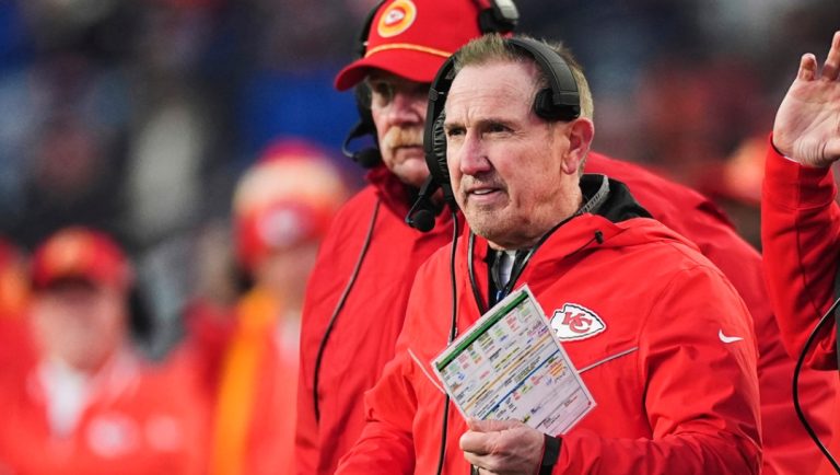 FILE - Kansas City Chiefs defensive coordinator Steve Spagnuolo in the second half of an NFL football game Sunday, Jan. 5, 2025, in Denver.
