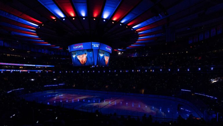 Madison Square Garden before Game 1 of an NHL hockey Stanley Cup second-round playoff series between the New York Rangers and the Carolina Hurricanes, Sunday, May 5, 2024, in New York. The Rangers 4-3.
