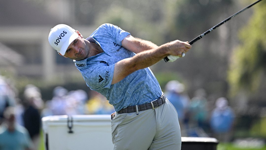Denny McCarthy tees off on the sixth hole during the final round of the Arnold Palmer Invitational at Bay Hill golf tournament, Sunday, March 9, 2025, in Orlando, Fla.