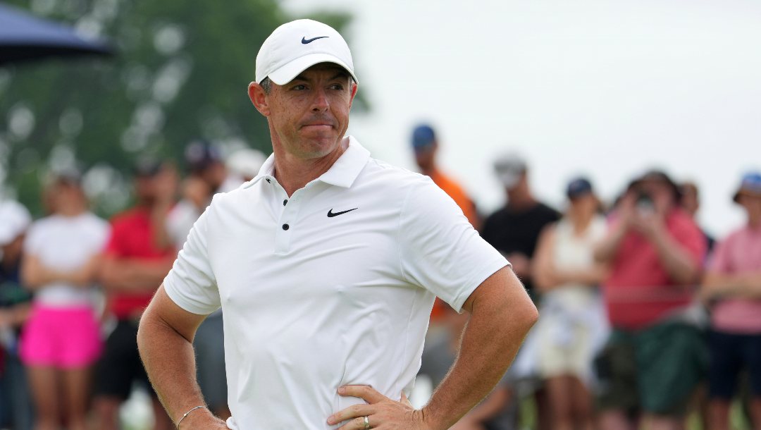 Rory McIlroy, of Northern Ireland, stands on the 11th green after putting in during the final round of the U.S. Open golf tournament at Oakmont Country Club Sunday, June 15, 2025, in Oakmont, Pa.