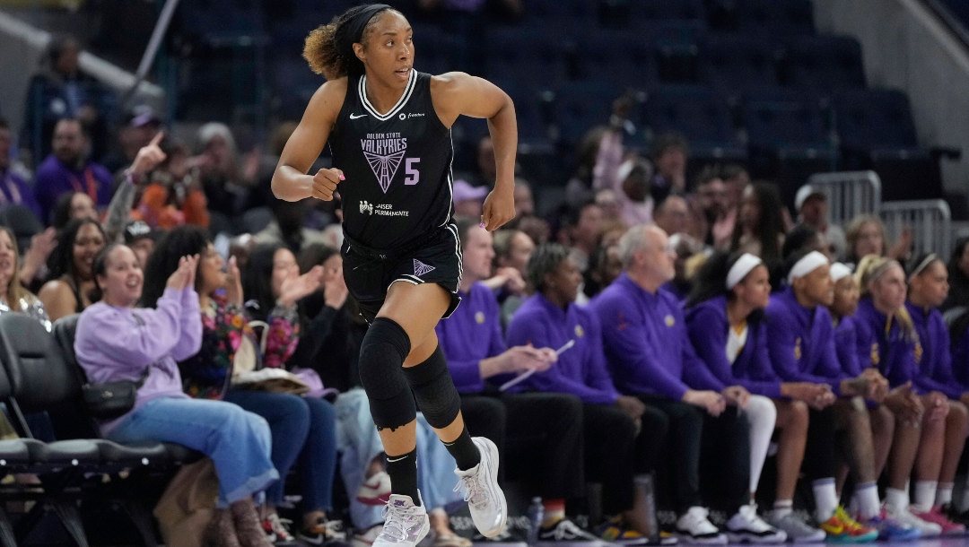 Golden State Valkyries forward Kayla Thornton during a WNBA preseason basketball game against the Los Angeles Sparks in San Francisco, Tuesday, May 6, 2025.