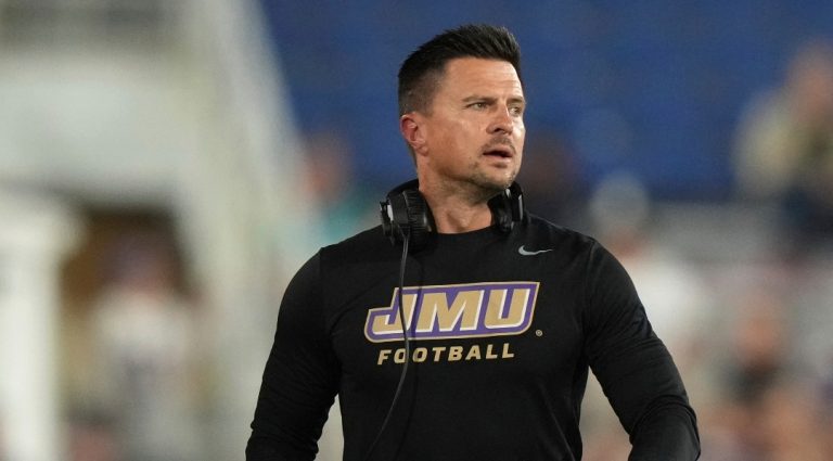 James Madison head coach Bob Chesney watches during the first half of the Boca Raton Bowl NCAA college football game against Western Kentucky, Wednesday, Dec. 18, 2024, in Boca Raton, Fla. (AP Photo/Lynne Sladky)