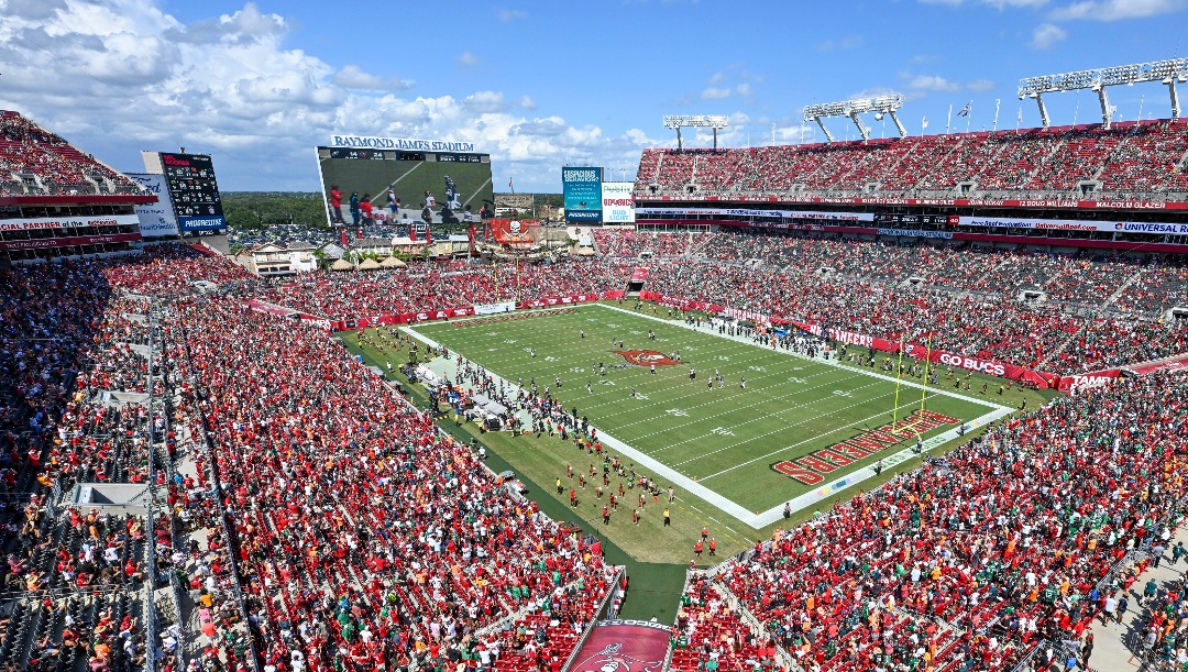 FILE - a general view of Raymond James Stadium during an NFL football game between the Philadelphia Eagles and the Tampa Bay Buccaneers, Sunday, Sept. 29, 2024, in Tampa, Fla. (AP Photo/Doug Murray, FIle)