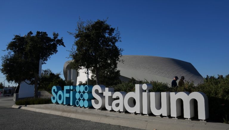 An exterior view of SoFi Stadium before an NFL football game between the Los Angeles Chargers and the Cincinnati Bengals, Sunday, Nov. 17, 2024, in Inglewood, Calif. (AP Photo/Eric Thayer)