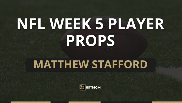 Get a list of Matthew Stafford’s player props for Week 5’s matchup against the 49ers, including passing yards and touchdowns.