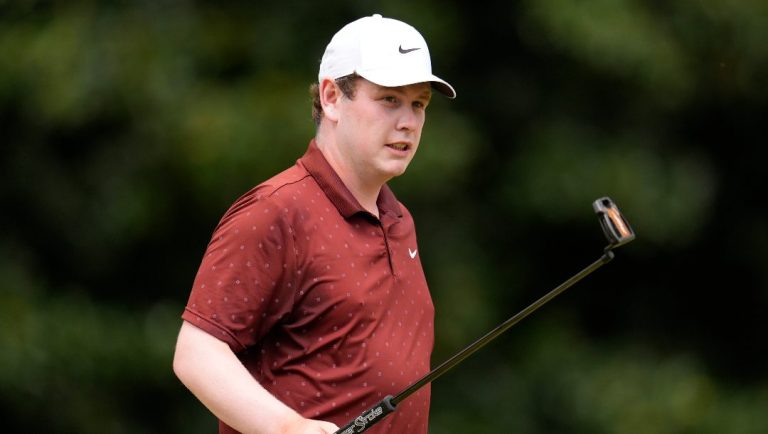 Robert Macintyre, of Scotland, walks off the second green during the third round of the Tour Championship golf tournament, Saturday, Aug. 23, 2025, in Atlanta.