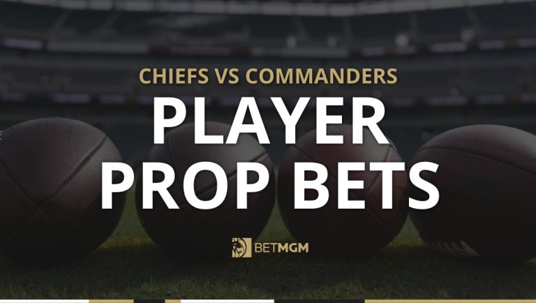 Get two player prop bets for Chiefs vs Commanders on Monday Night Football based on NFL odds from the BetMGM online sportsbook.