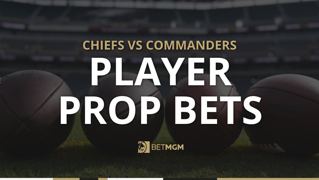 Get two player prop bets for Chiefs vs Commanders on Monday Night Football based on NFL odds from the BetMGM online sportsbook.