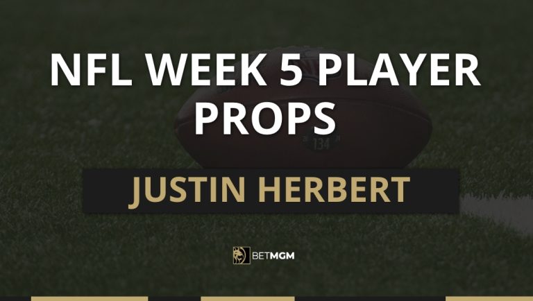 Get a list of Justin Herbert’s player props for Week 5’s matchup against the Commanders, including passing yards and touchdowns.