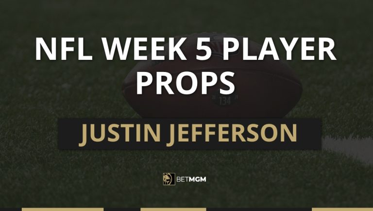 Get a list of Justin Jefferson’s player props for Week 5’s matchup against the Browns, including receiving yards and anytime touchdown.