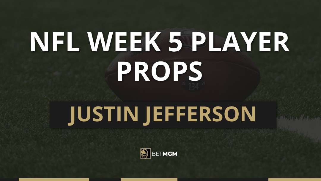 Get a list of Justin Jefferson’s player props for Week 5’s matchup against the Browns, including receiving yards and anytime touchdown.
