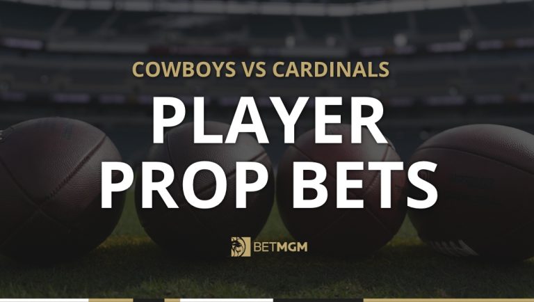 Get two player prop bets for Cowboys vs Cardinals on Monday Night Football based on NFL odds from the BetMGM online sportsbook.