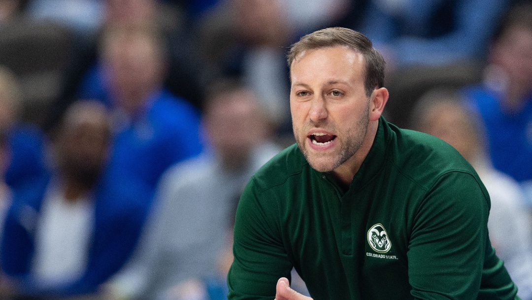 Colorado State head coach Ali Farokhmanesh watches as his team plays against Creighton during the first half of an NCAA college basketball exhibition game Saturday, Oct. 25, 2025, in Omaha, Neb. (AP Photo/Rebecca S. Gratz)