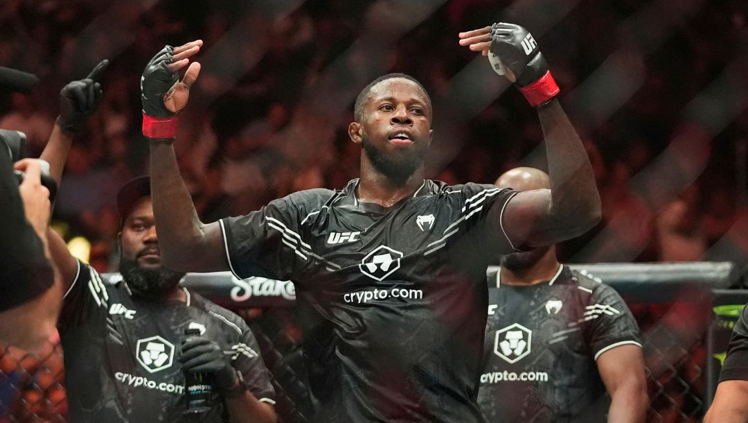 Jamaica's Randy Brown reacts after defeating Brazil's Elizeu Zaleski dos Santos in a welterweight bout.