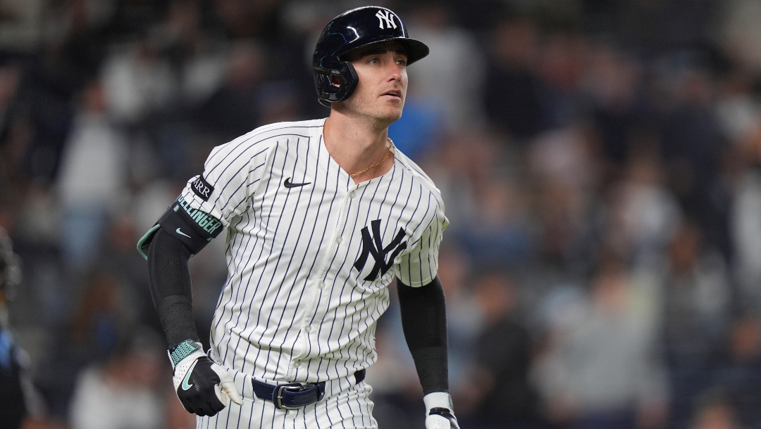 New York Yankees' Cody Bellinger runs the bases after hitting a home run during the fourth inning of a baseball game against the Detroit Tigers Tuesday, Sept. 9, 2025, in New York.