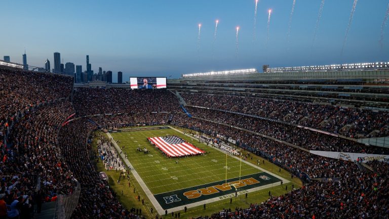 A general interior view of Soldier Field prior to an NFL football game between the Chicago Bears and Minnesota Vikings, Monday, Sept. 8, 2025, in Chicago. (AP Photo/Kamil Krzaczynski)